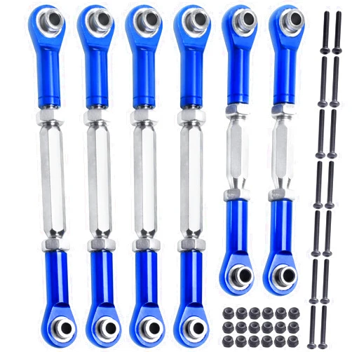 HobbyPark Steel Turnbuckles and Aluminum Camber Links Rod Ends Toe Links Set Linkage for Arrma 1/8 Typhon Mega 4x4 Option Parts (6PCS) (Navy Blue)