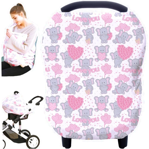 Hicoco Baby Car Seat Covers, Carseat Canopy, Boys Girls Privacy Breastfeeding Cover (Cute Elephant)