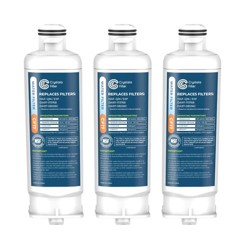 Crystala Filters Replacement for DA97-17376B Water Filter, NSF 42 Compatible with Samsung HAF-QIN, HAF-QIN/EXP, DA97-08006C, RF23M8070SG, RF23M8070SR, RF23M8090SG, RF23M8570SR (3 Pack)