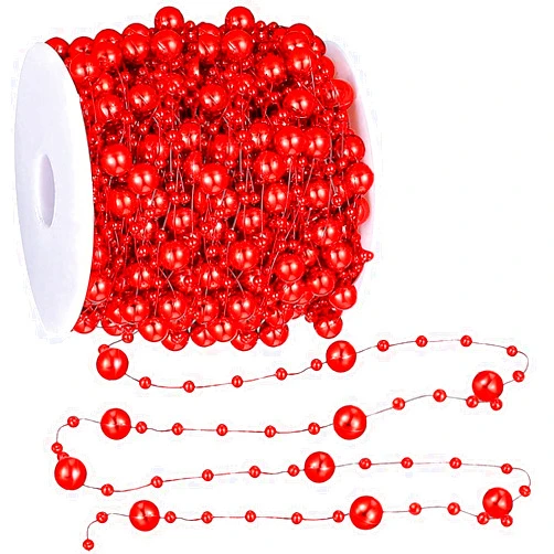 Generic 66 Ft Christmas Beads Garland Decoration Pearl Strands Chain for Christmas Tree Decoration Indoor Outdoor Home Mantle Fireplace Holiday Decor
