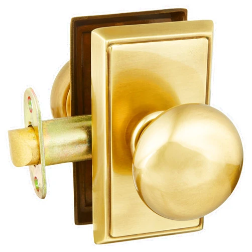 Emtek Providence Door Set with Round Brass Knobs Passage in Antique Brass. Doorsets.