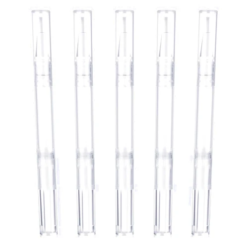 KALIONE 3ml Nail Oil Pen Empty Transparent Twist Pens, Cuticle Oil Dispenser Empty Nail Oil Pen with Brush Tip, Cosmetic Lip Gloss Container Applicators Eyelash Growth Liquid Tube(5 Packs)