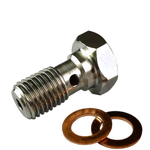 AFATEBOX Stainless Steel M10x1.25 Banjo Bolts Brake Line Fittings Adapter M10 Metric Thread Single Banjo Bolt Universal