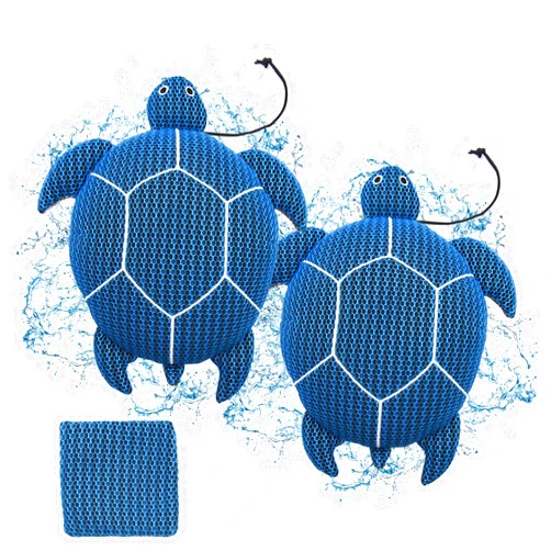 DONJOP Turtle Tub Scum Absorber,Hot Tub Sponge for Scum Reusable Spa & Pool Cleaner Hot Tub Oil Absorbing Scum Absorber Keeps Water Clean,hot tub accessories for adults,Eliminates Scum & Dirt Blue,2 Pack