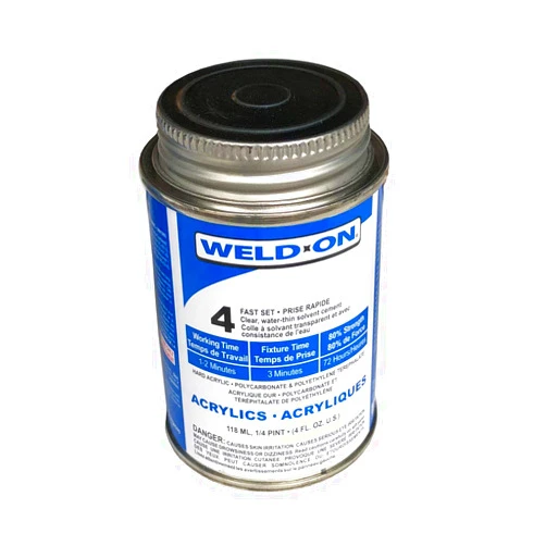 WELD-ON 16376 4 Acrylic Solvent Cement, Water-Thin and Fast Setting, Clear, 1/4 Pint (4 fl oz)