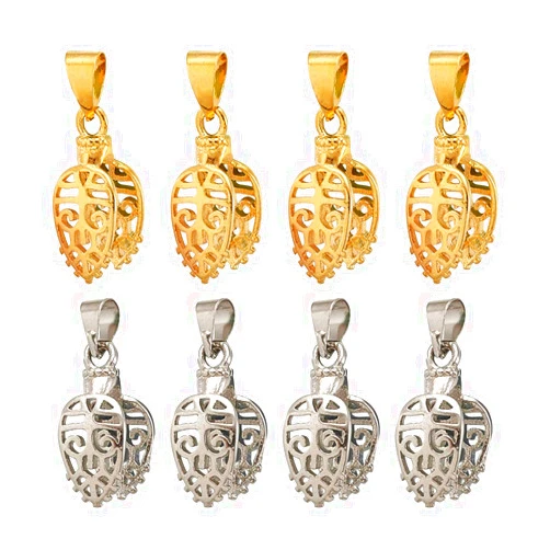 Craftdady 10Pcs Filigree Pendant Pinch Clip Bail Clasps Gold Platinum 24mm Connector Bead Hanger Links for Dangle Charm Jewelry Making