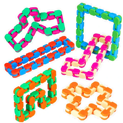Neliblu Wacky Tracks 6 Pack Sensory Fidget Toys Snap and Click Fidget Cube Puzzles Bulk - ADHD, Autism, Stress Relief Therapy - Fidget Toys for Sensory Kids, Keeps Fingers Busy and Minds Focused