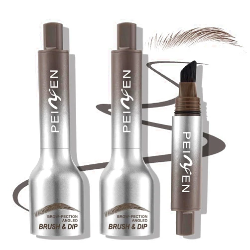 YU KUI LX 2 Pcs Liquid Eyebrow Brush, Brow-Fection Angled Brush & Dip Liquid Eyebrow Gel, Multi-Functional Pressed Wild Eyebrow Pencil, Long Lasting and Waterproof Brow Pen Quick Drying (4# Espresso)