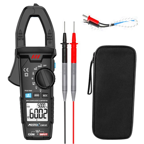 MESTEK Digital Clamp Meter,MESTEK Clamp Multimeter Voltmeter Tester Amp Volt Meter, Auto-ranging NCV True RMS 6000 Counts, Measures AC DC Current Voltage Resistance Capacitance Temperature Diodes Continuity
