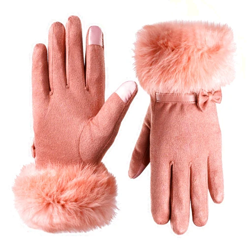 Hysenm Women Winter Gloves With Touch Screen Fingers Warm Suede Gloves Texting Thermal Windproof Mittens for Driving Running