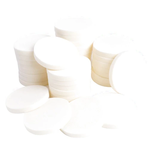 Sliverdew 50 Pieces White Round Makeup Sponge Facial Powder Puff Cosmetic Sponge Round Foam Pad Beauty Makeup Eye Face Foundation Powder Blender for All Skin Types, Wet and Dry Dual Use
