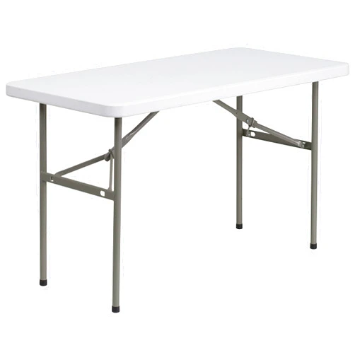 Flash Furniture Elon 4' Rectangular All-Occasion Plastic Folding Event Table, Foldable Portable Banquet Table for Indoor/Outdoor Events, White
