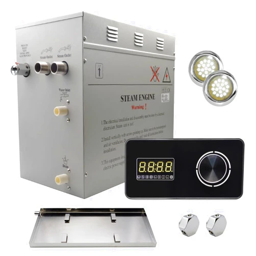 Steam Planet Superior Encore 12 kW Steam Shower Generator Kit with Horizontal Black Keypad, Drip Pan & White Lights | Self-Draining Steam Bath Generator | One-click Connection Cord | Aromatherapy |