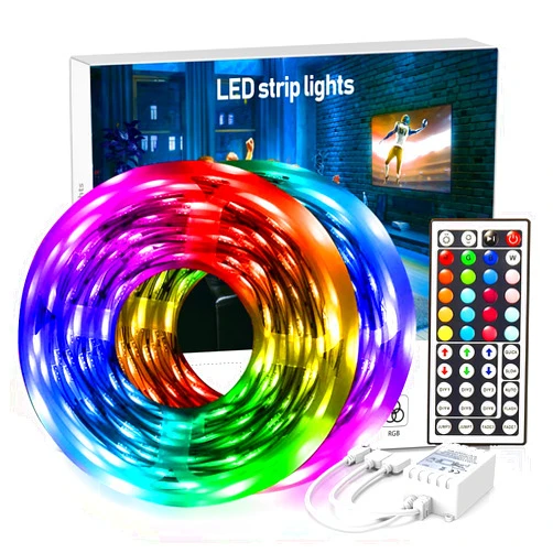 DAYBETTER Led Strip Lights 32.8 ft RGB Color Changing Lights Strip for Bedroom, Desk, Home Decoration, with Remote and Power Supply