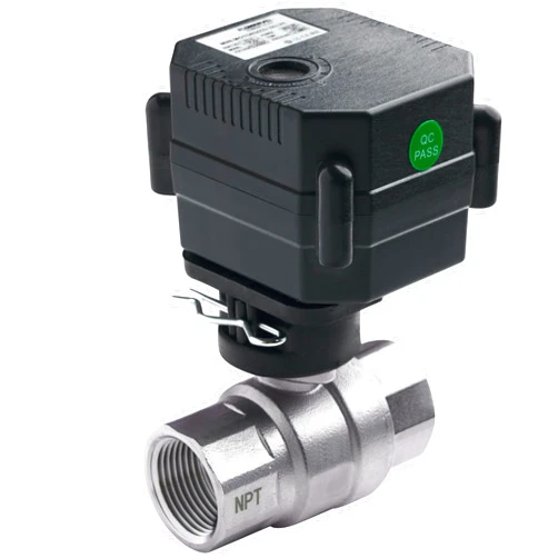Flomarvel Motorized Ball Valve- 3/4'' Stainless Steel Electrical Ball Valve with Full Port, 9-24V AC/DC and 2 Wire Auto Return Fail Safe Setup