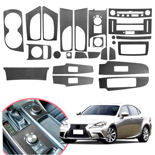 YAMUDA Compatible with 25 PCS Decorative Interior Protection Carbon Fiber Sticker for Lexus is 2013-2019 (Black)