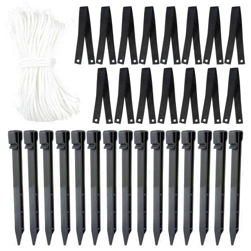 Aulock Tree Stake Kits for 5 Trees- 15pcs Black Tree Stakes and 15pcs Tree Straps with 131.2 Ft Strong Rope, Young Trees Anchoring Kits for Sapling Straight Healthy Growth Outdoor Garden Yard Plant Fix