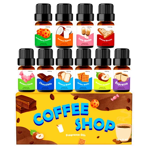 Holamay Fragrance Oil for Candle & Soap Making, Holamay Coffee Shop Premium Aromatherapy Essential Oils for Diffuser - Espresso, Cafe Mocha, Chocolate, Almond Biscotti and More Scented Oils