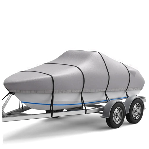 RVMasking 1200D Full Heavy Duty Boat Cover, 20-22ft Waterproof Trailerable Heavy Duty Marine Grade Bass Boat Cover, Fits Tri-Hull, V-Hull, Runabout, Fishing Boat, Gray