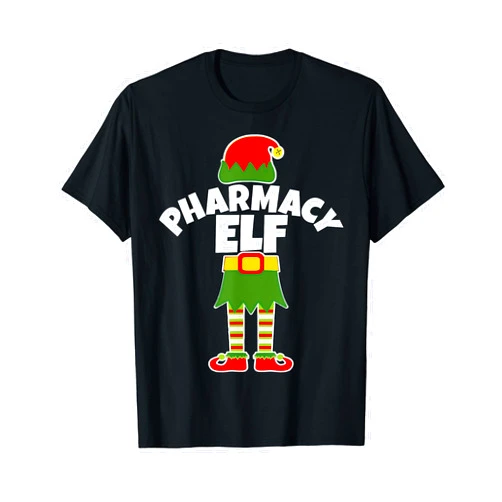 Elf Medical Career T Shirt Apparel Top by WireHawk Pharmacy Elf Funny Pharmacist Tech Holiday Christmas T Shirt
