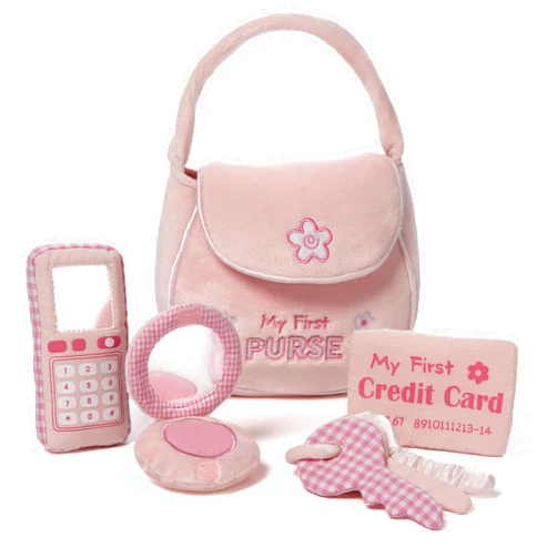 GUND Baby GUND Play Soft Collection, My First Purse 5-Piece Plush Playset with Rattle, Mirror and Crinkle Plush Toys, Sensory Toy for Babies and Newborns, 8”