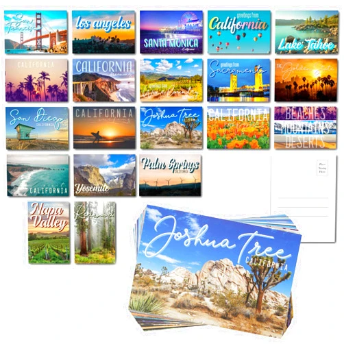 Pipilo Press Vintage California Travel Postcards, 20 Designs Bulk Set (4x6 In, 40 Pack)