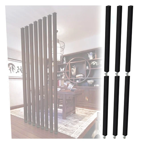 LZMZMQ Wood Wall Divider for Room Separation Ceiling To Floor, 6 8 10-Pack Black Wooden Slats Screen Partition Post for Studio/Apartments/Teahouse/Stairway Entrance, with Adjustable Foot(6-Pack,205cm/80.7in/