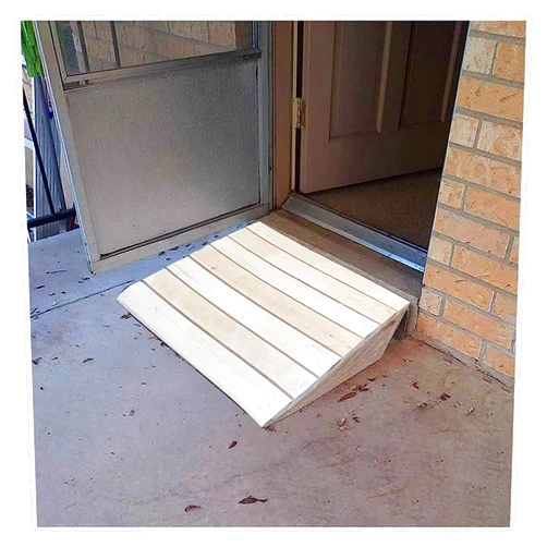 Generic 2-6In Rise Wooden Threshold Ramp for Home/Front Door/Yard/Doorways, Wheelchairs Walkers Car Motorcycle Entry Sill Steps Transition Ramp, 300Kg Load(30.8x30x12cm)