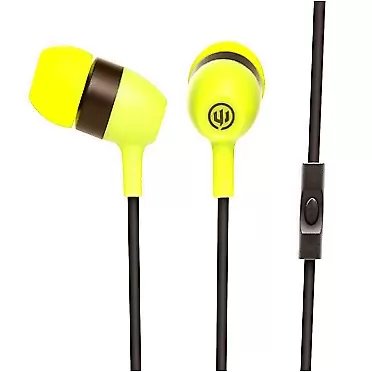 Wicked Audio Drive 600cc Earbuds — Noise Isolating Ear Buds — Headphones with Microphone and Track Control, Gold-Plated Smart Plug — Green Earbuds