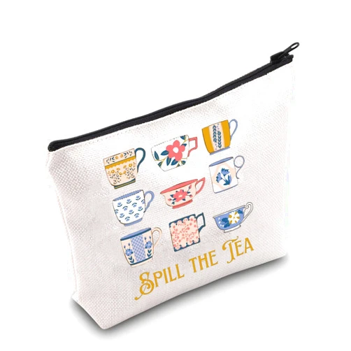 JNIAP British TV Show Inspired Gift Spill The Tea Cosmetic Bag Book Lover Gift (Spill The Tea Bag)