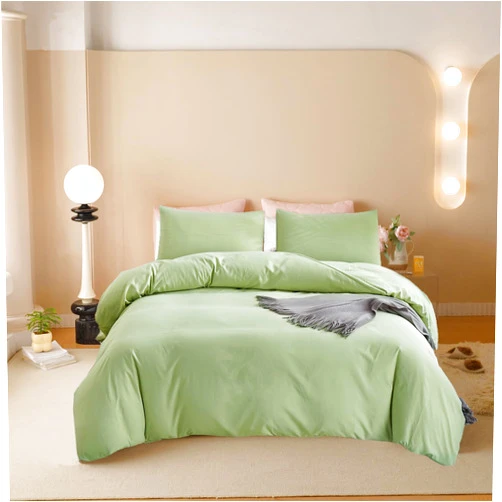 Pureant Sage Green Comforter Set Twin Light Green Bedding Comforters Cotton Solid Aloe Green Quilts Soft Durable Women Plain Grass Green Comforters Pale Light Sage Luxury Bedding Pure Sea Green Bed