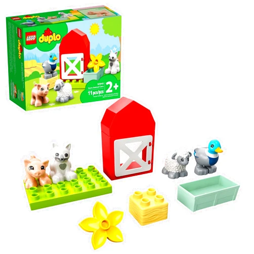LEGO DUPLO Town Farm Animal Care 10949 Toy for Toddlers, Girls and Boys 2 Plus Years Old with Duck, Pig, Sheep & Cat Figures, Early Development Toys