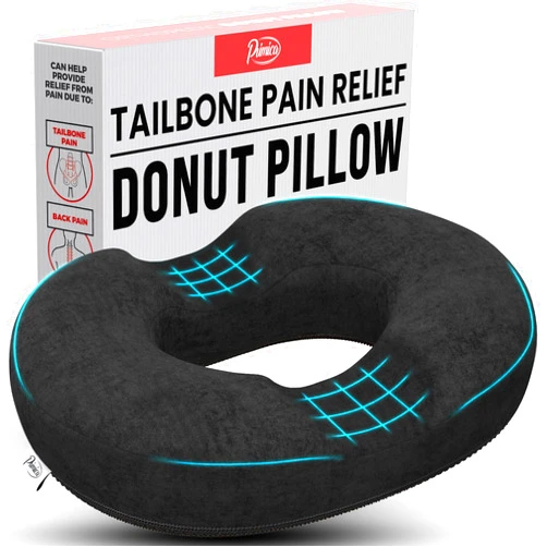 Primica Donut Pillow, Tailbone Pain Relief, Hemorrhoid & Postpartum Cushion for Men and Women, Helps Ease Discomfort from Tailbone, Hemorrhoids, Pregnancy, Surgery (Up to 220 LBS)
