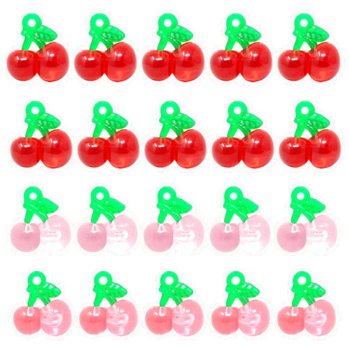 Honbay 40PCS Cute Sweet Cherry Resin Charms Pendant Fruit Food Tiny Pendants Vivid 3D Cherry Pendants Bead Charms for Keychains, Earrings, Bracelets, Necklaces, Jewelry Making and DIY Crafts