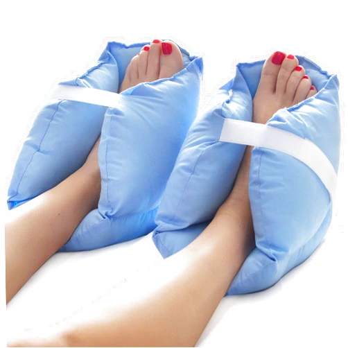DMI Heel Cushion Protector Pillow to Relieve Pressure from Sores and Ulcers, Foot Pillow, FSA HSA Eligible, Adjustable in Size, Blue, White, Sold as a Set of 2