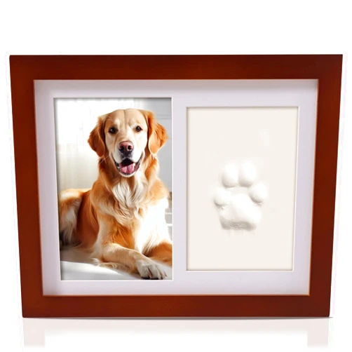 PewinGo Pet Memorial Frame for Dogs and Cats,Pet Paw Print Photo Frame with Clay Imprint Kit,Pawprint Making Kit and Photo Display for 6