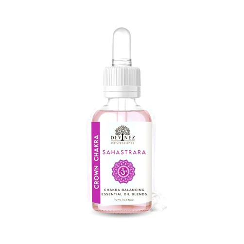 Devinez Crown Chakra (Sahastrara) Essential Oil Blend (15ml/0.50 fl oz) - Diffuser Blend with Clear Quartz Gemstone - Therapy Oil for Chakra Balance, Meditation, Yoga, Reiki & Healing