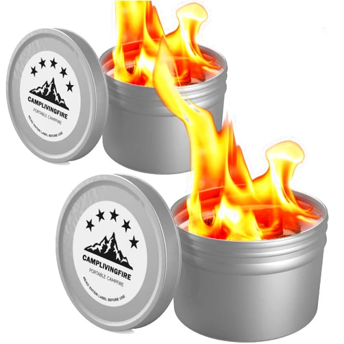 CAMPLIVINGFIRE 2 Pack of Portable Campfire, Smores Fire Pit, Outdoor Fire Pits, 3-5 Hours of Burn Time, No Embers-No Hassle, Emergency Heat, Portable Tabletop Fire Pit for Party Camping Picnics and More