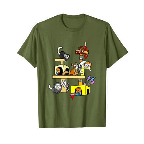 Horror Movies Cat Gifts for Cat Lovers Halloween Costumes T-Shirt