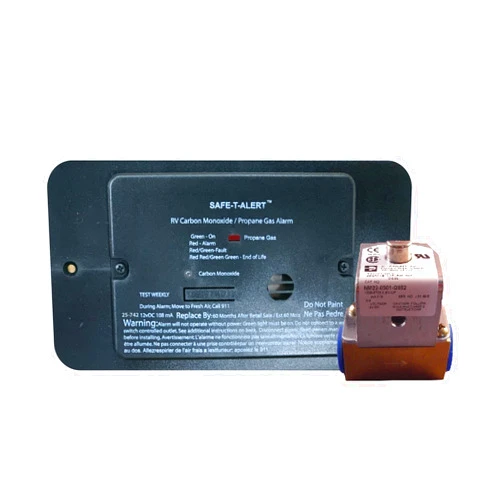 Safe T Alert Safe-T-Alert 25-742-R-BL-TR-KIT Flush Mount Combination Carbon Monoxide/Propane Alarm with Trim Ring 12V DC Hard Wire with Solenoid Valve - Black