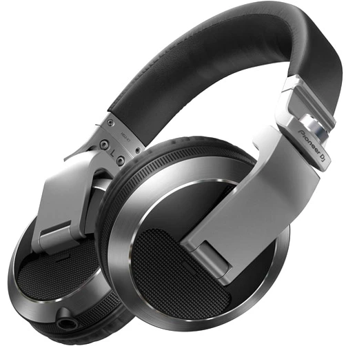 Pioneer DJ HDJ-X7-S - Closed-back Circumaural DJ Headphones with 50mm Drivers, with 5Hz-30kHz Frequency Range, Detachable Cable, and Carry Pouch - Silver
