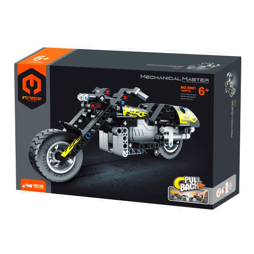 Dakott STEM Car Building Block Set - Pull-Back Motorcycle, 183 Pcs DIY Kit, Age 6+, Learning Engineering Construction Toy