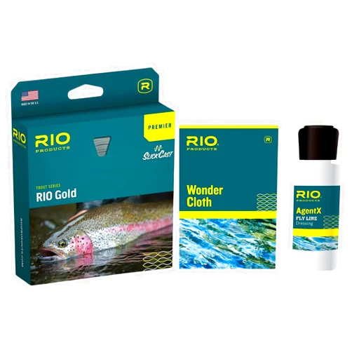RIO PRODUCTS RIO Premier Gold Fly Line (Melon/Gray, WF5F) and AgentX Line Cleaning Kit Bundle