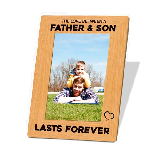 XQLSR Father & Son Photo Frame, First Father's Day Gift, Photo Gifts Wooden Picture Frame, Father of the Groom Gift, The Love Between a Father & Son is Forever Photo Frame, To Assemble 4*6 Inches Photo