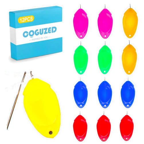 CoguZed 12 Pcs Needle Threaders for Hand Sewing and Sewing Machines， Needle Threader Tool for Embroidery, Cross Stitch, and Crafting, Easy Threading, Sewing Accessories, 5 Colors