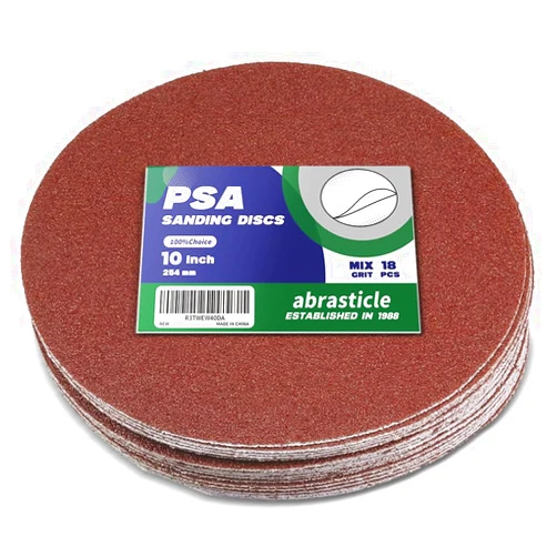 Abrasticle 18 PCS 10-Inch Assorted PSA Aluminum Oxide Sanding Disc,NO-Hole Self Stick