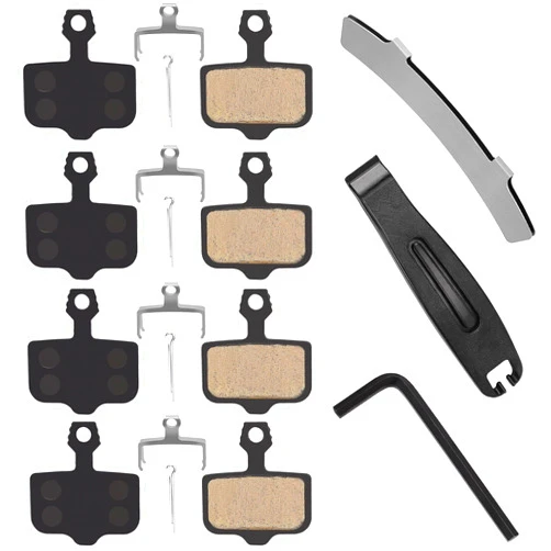 PACYTION 4 Pairs Bike Disc Brake Pads, Compatible for Sram Brake Pads Avid Elixir E1 E3 E5 E7 E9 ER CR XO XX DB1 DB3 DB5, MTB Brake Pads Compatible for Nutt Hydraulic Disc Brakes with Tools (Semi-Metallic)