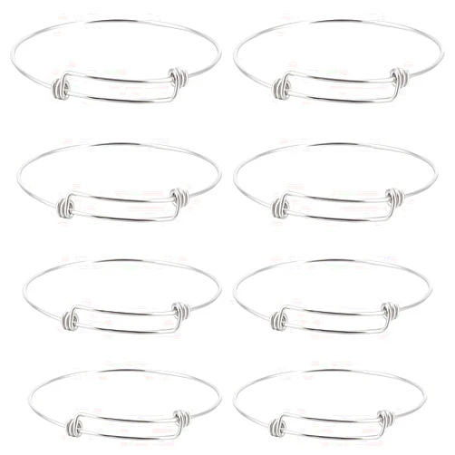 Beebeecraft 10Pcs Expandable Bangle Bracelets 304 Stainless Steel Retractable Blank Adjustable Wire Bracelets for Jewelry Making Diy Gift Bracelets Crafts Women Men Adult