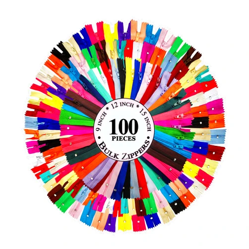 KGS Nylon Zippers for Sewing Crafts | 3 Sizes Bulk Zipper: 9+12+15 Inch | 20 Assorted Colors | 100 pcs/Pack