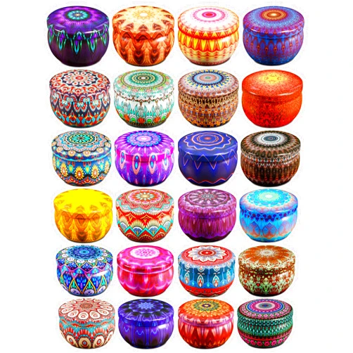 Ahyiyou Candle Tins Candle jars 2.5oz 24 Pieces 24 Color, Round Containers with Lids, Candle Wicks, Wicks Holder, Wicks Stickers for Candle Making, Arts & Crafts, Storage & More